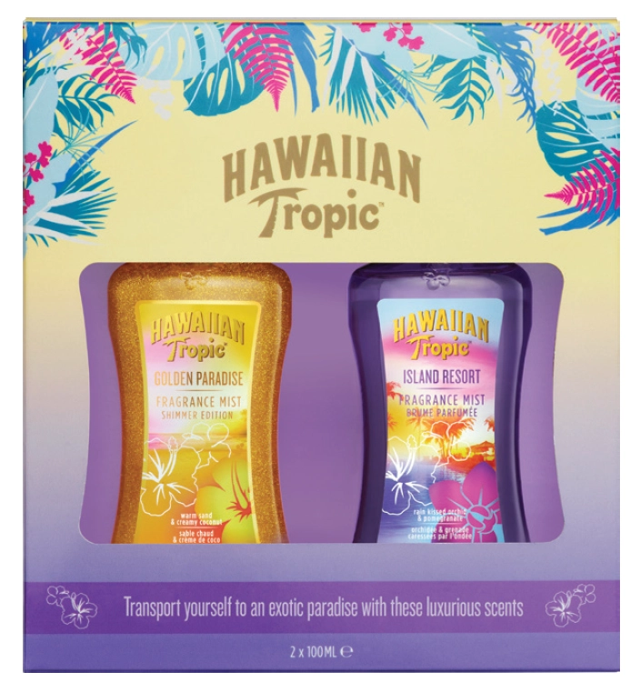 Hawaiian Tropic Golden Paradise Shimmer & Island Resort 100ml Fragrance Mist 2 Piece Set