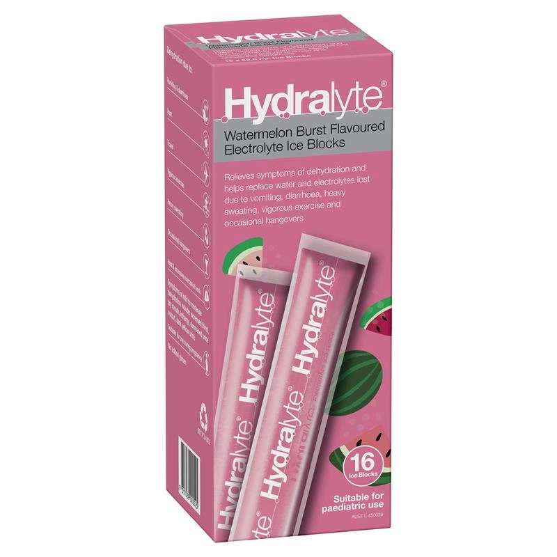 Hydralyte Electrolyte Ice Blocks Watermelon 16