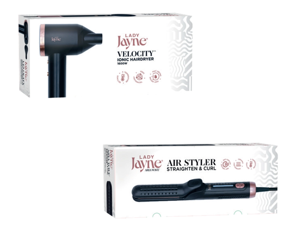 Lady Jayne Velocity Ionic Hairdryer or Aria Wave Air Styler