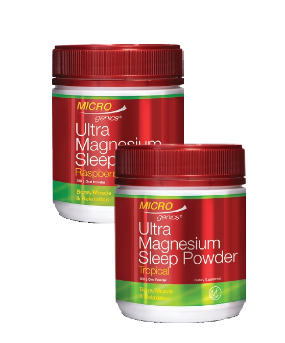 Microgenics Ultra Magnesium Sleep Raspberry or Tropical Flavour Powder 250g