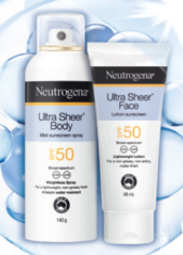 Neutrogena Ultra Sheer Body Mist Sunscreen SPF 50 140g or Face Lotion 88ml