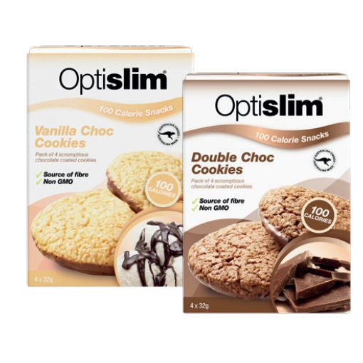 Optislim 100 Calorie Snack Vanilla Choc or Double Choc 4 Cookies