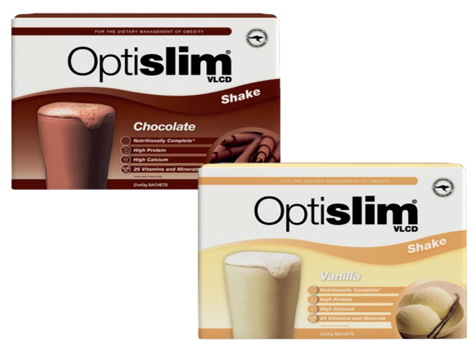 Optislim VLCD Meal Replacement Shake Chocolate or Vanilla 21x43g Sachets