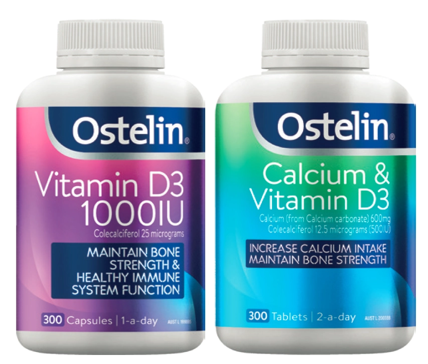 Ostelin Vitamin D3 1000IU 300 Capsules or Calcium & Vitamin D3 300 Tablets