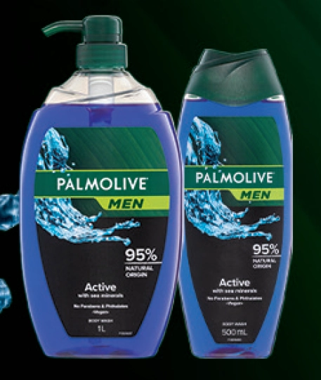 Palmolive Men Body Wash Active With Sea Minerals 1L or 500ml