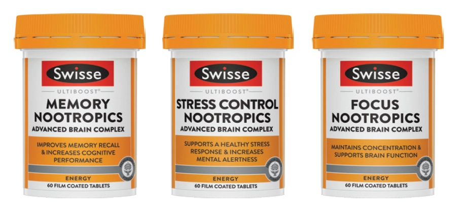 Swisse Ultiboost Memory, Stress Control or Focus Nootropics 60 Tablets