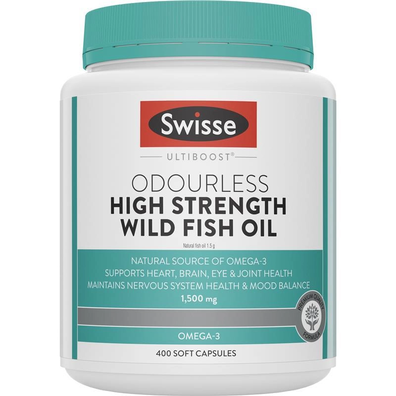 Swisse Ultiboost Odourless High Strength Wild Fish Oil 1,500mg 400 Soft Capsules