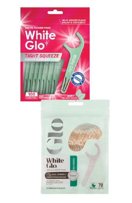 White Glo Flossers Tight Squeeze Mint 100 or Eco Friendly 70 Pack