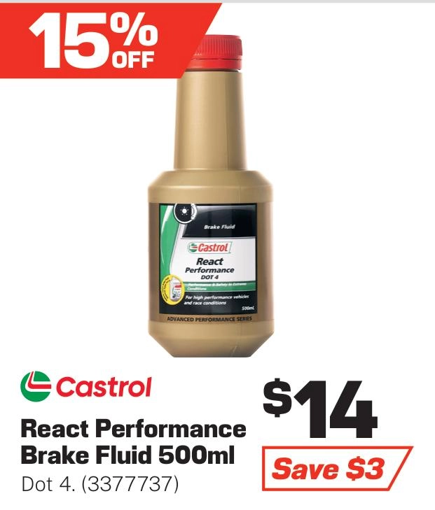 Castrol DOT 4 Brake Fluid React Performance 500ml - 3377737