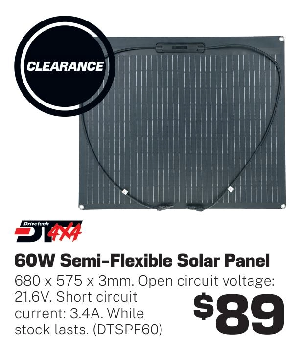 Drivetech 4x4 60W Semi-Flexible Solar Panel - DTSPF60