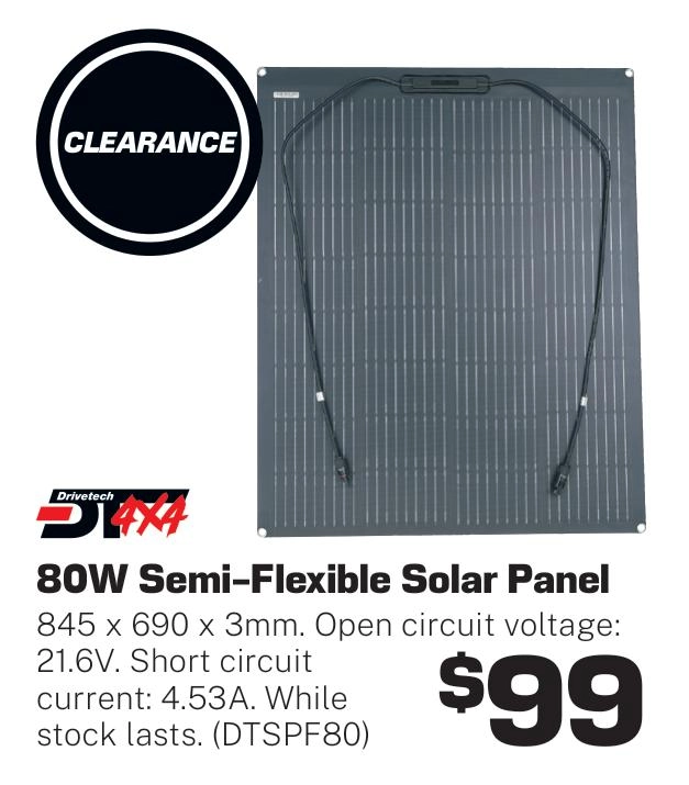 Drivetech 4x4 80W Semi-Flexible Solar Panel - DTSPF80