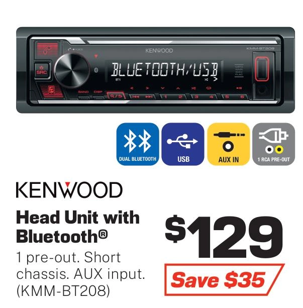 Kenwood Head Unit with Bluetooth/USB - KMM-BT208