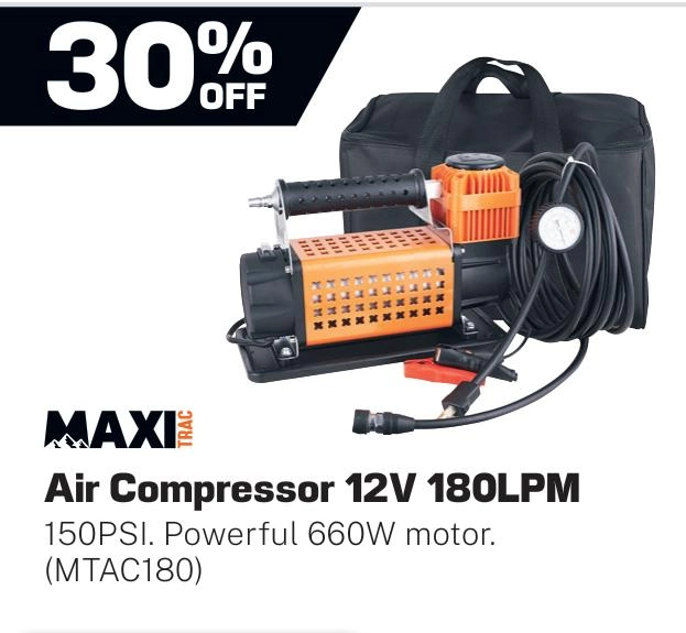 MaxiTrac 12v Heavy Duty Air Compressor 180 LPM - MTAC180