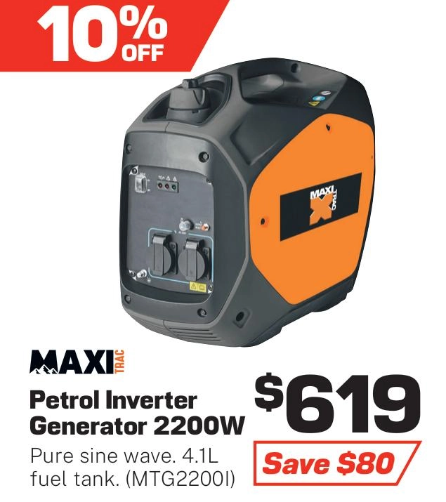 MaxiTrac 2200w Pure Sine Wave Petrol Inverter Generator - MTG2200I