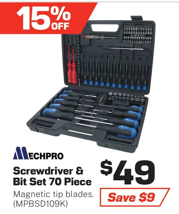 Mechpro 70 Piece Screwdriver Set - MPBSD109K