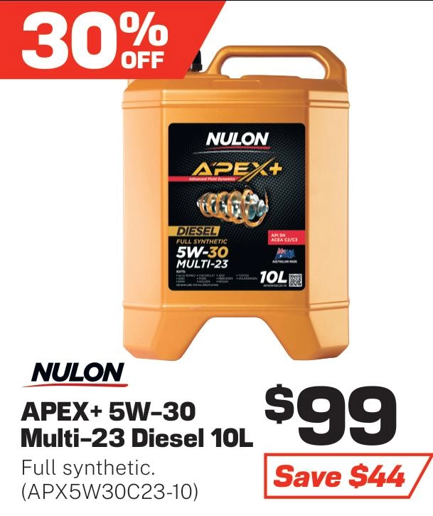 Nulon Apex+ Multi-23 Diesel 5W-30 Engine Oil 10L - APX5W30C23-10