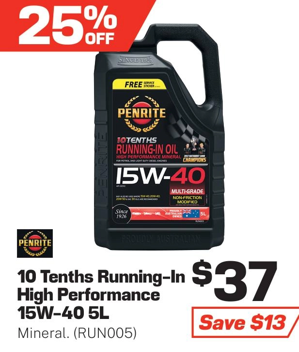 Penrite Running in Oil 15W-40 Engine Oil 5L - RUN005