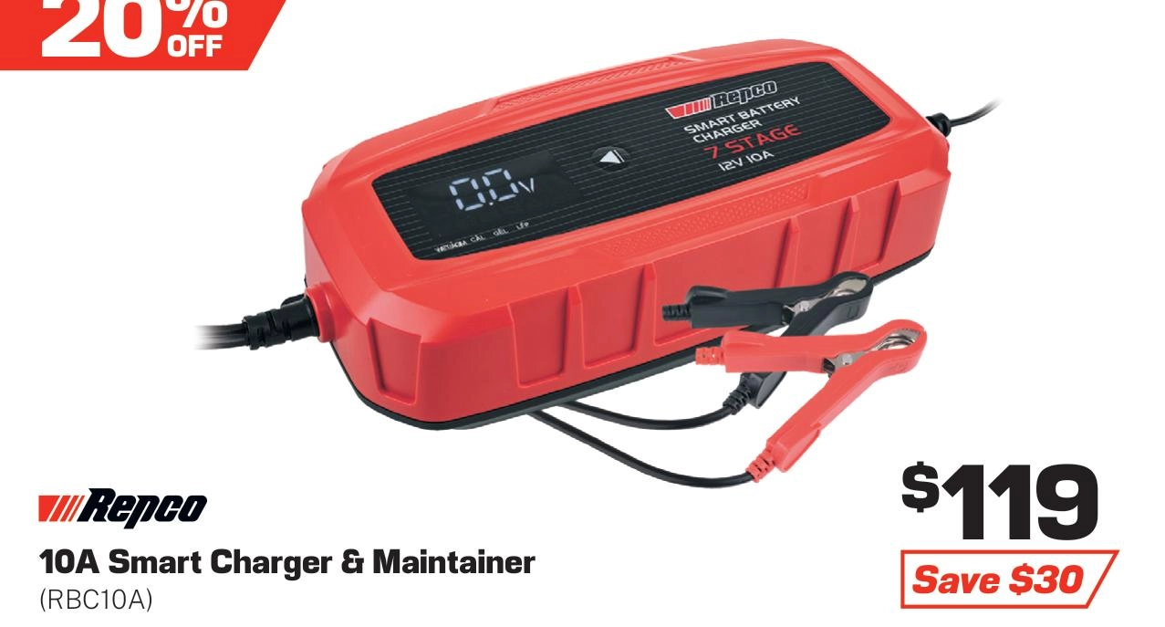 Repco 10A Smart Battery Charger & Maintainer - RBC10A