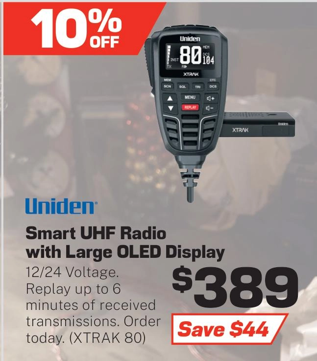 Uniden XTRAK 80, Smart UHF Radio with Large OLED Display - XTRAK 80