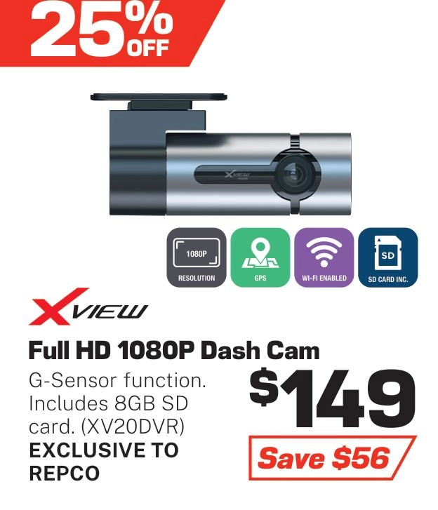 XView Dash Cam 1080P Full HD Wi-Fi - XV20DVR