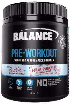 Balance Pre Workout Powder Fruit Punch 450g