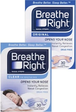 Breathe Right Nasal Strips Clear, Assorted Colours 30 Pack