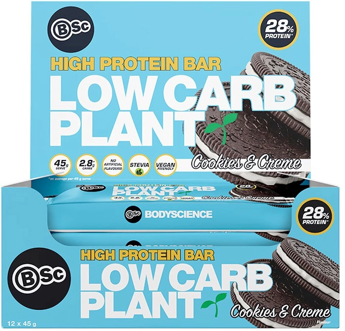 BSc High Protein Low Carb Plant Bar Cookies & Creme 12 x 45g