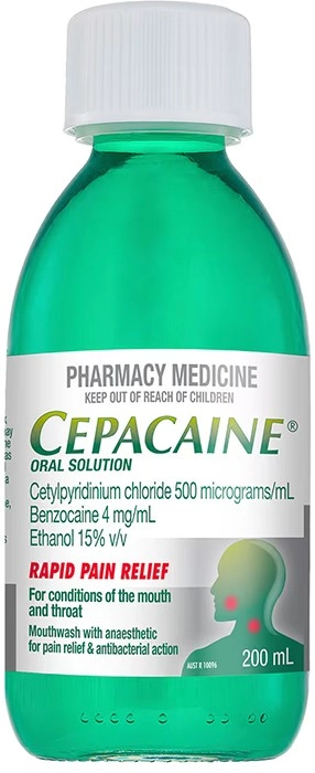 Cepacaine Oral Solution Anaesthetic & Antibacterial Mouthwash 200ml