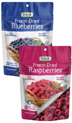 DJ & A Freeze Dried Blueberries 25g or Raspberries 20g