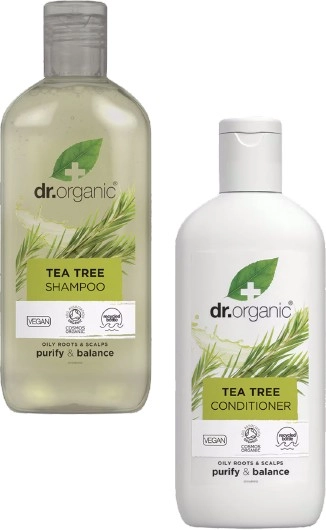 Dr Organic Tea Tree Shampoo and Conditioner, 265ml Varieties