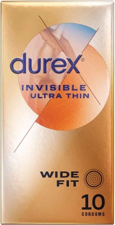 Durex Invisible Ultra Thin Wide Fit Condoms 10 Pack