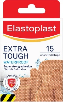 Elastoplast Extra Tough Waterproof Asssorted Shapes 15 Pack