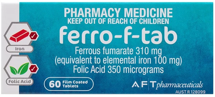 Ferro-F Tab Iron & Folic Acid 60 Tablets