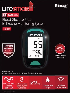 LifeSmart TwoPlus Blood Glucose + BKetone Meter Bluetooth