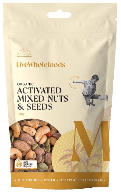 Live Wholefoods Organic Activated Mixed Nuts & Seeds 120g