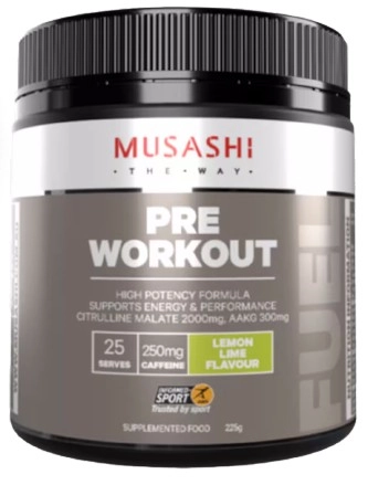 Musashi Pre Workout Lemon Lime Flavour 225g