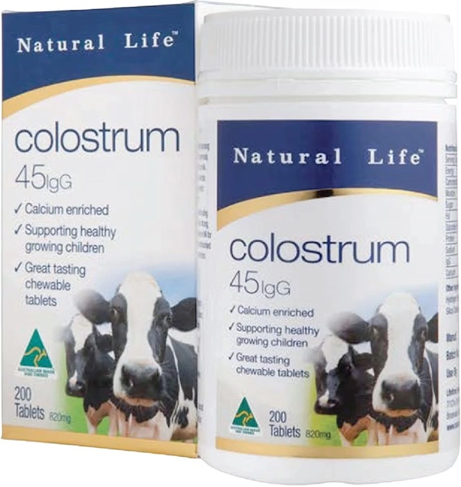 Natural Life Colostrum 45mg IgG 200 Chewable Tablets