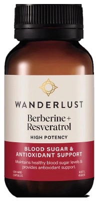 NEW Wanderlust Berberine + Resveratrol 120 Capsules