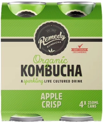 Remedy Organic Kombucha Apple Crisp 4x250ml