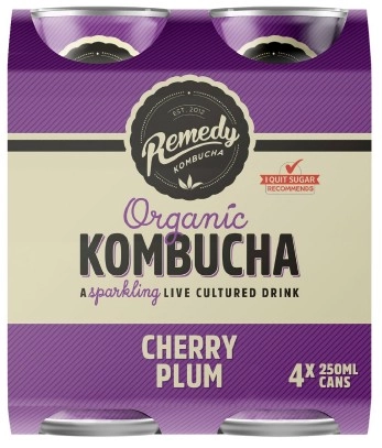 Remedy Organic Kombucha Cherry Plum 4x250ml