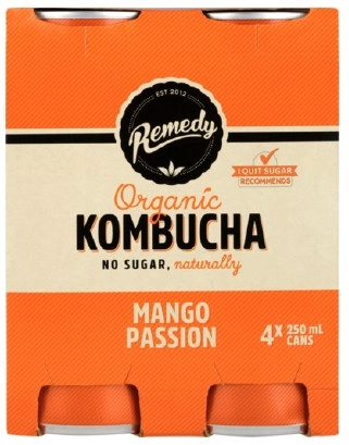 Remedy Organic Kombucha Mango Passion 4x250ml