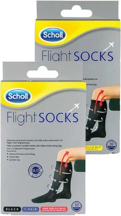 Scholl Scholl Flight Socks Black Unisex Pair