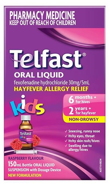 Telfast Kids Oral Liquid Hayfever Allergy Relief 150ml (New Formulation)