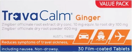 TravaCalm Travel Sickness Ginger 30 Tablets