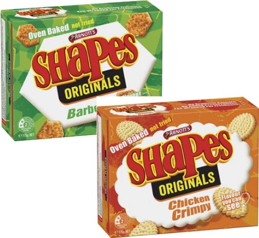 Arnott's Shapes Crackers 130g-190g