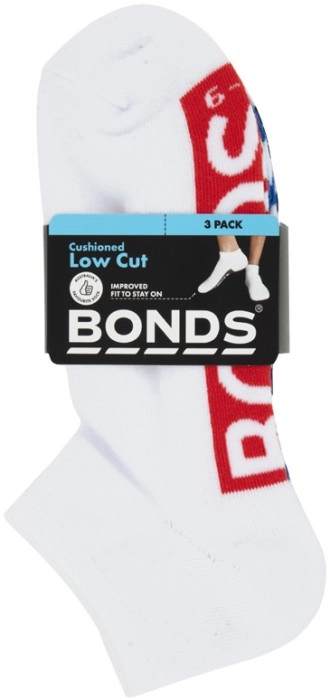 Bonds Men's Logo Low Cut Socks 3 Pack