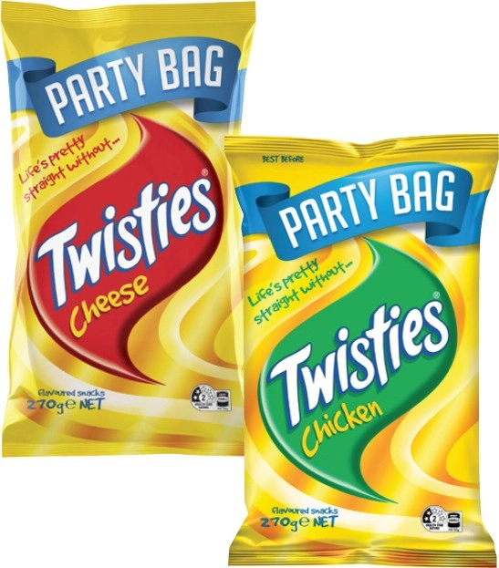 Burger Rings, Twisties, Cheetos or Toobs Snack Party Size Bag 150g-270g