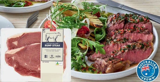 Coles Australian No Added Hormones Beef Rump Steak 2 Pack 500g