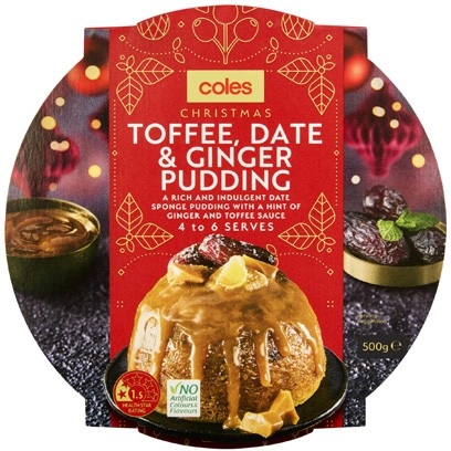 Coles Christmas Toffee, Date & Ginger Pudding 500g