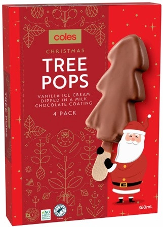 Coles Christmas Tree Pops Vanilla 4 Pack 360mL